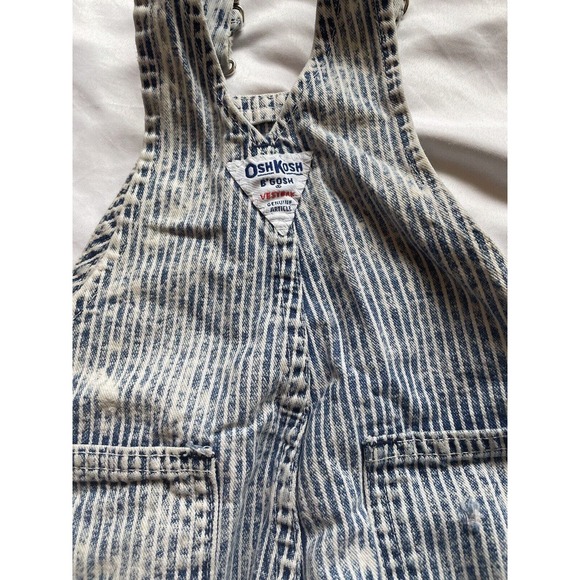 Oshkosh Vintage Train Railroad Overalls Acid Wash Striped Vestbak 24 Mo USA - Picture 11 of 14